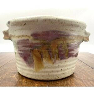 Studio Pottery Bowl Crock Tom Chamberlan 7" Plum & Brown Speckled Bread Baker